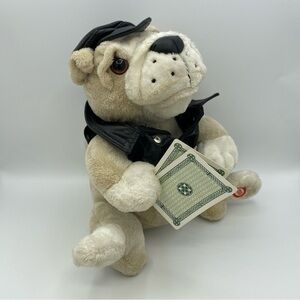 Bulldog Gambler Kenny Rogers Plush Black Vest Cards Aces Sings Flaws 10 inches
